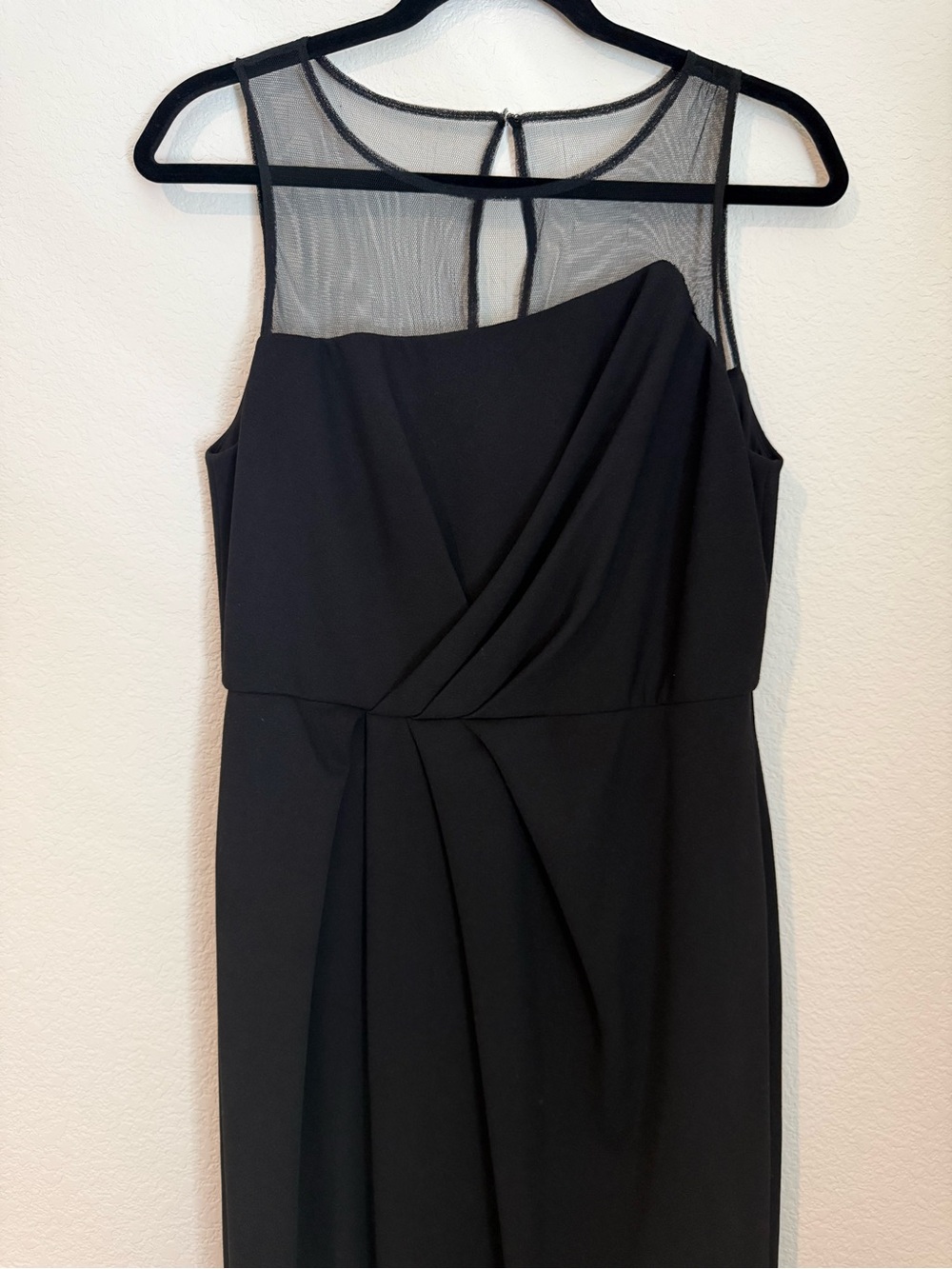Adrianna Papell | Black Mesh High-Low Detail Size 10 Full Length Dress